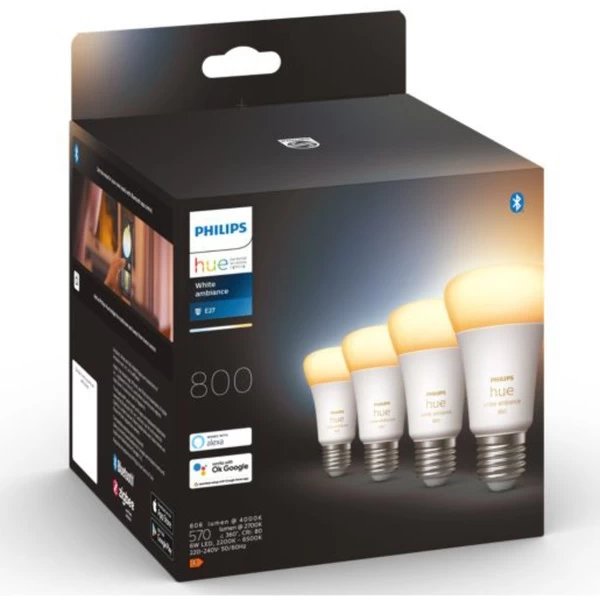 Philips Hue E27 Viererpack 4x570lm 60W, LED-Lampe 4 Philips Hue E27 Viererpack 4x570lm 60W, LED-Lampe – Bild 4
